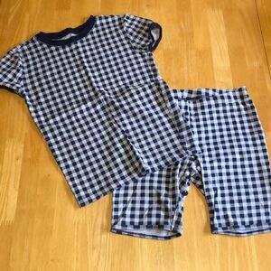 Old Navy blue and white checkered pajama set